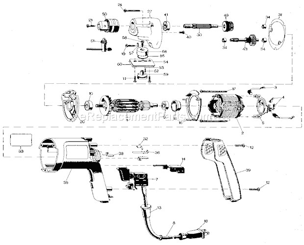 Page A Diagram and Parts List for 900271021  Craftsman Electric Drill