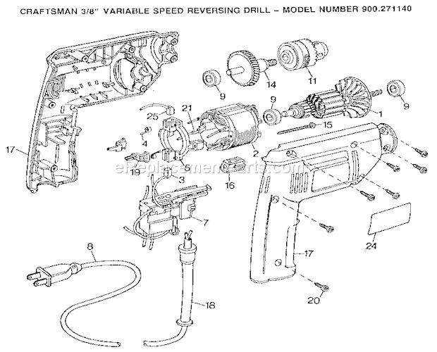 Page A Diagram and Parts List for 900271140  Craftsman Cordless Drill