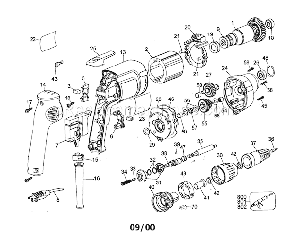 Page A Diagram and Parts List for 900271320  Craftsman Electric Drill