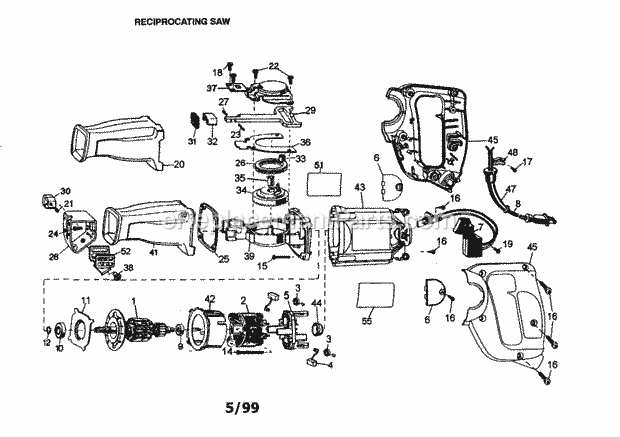 Reciprocating Saw Diagram and Parts List for 900275020  Craftsman Table Saw