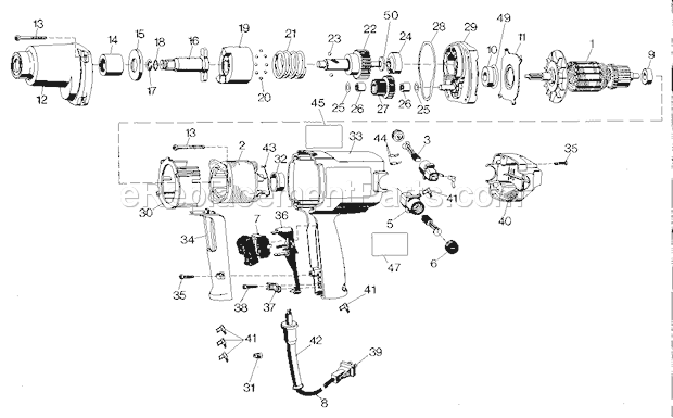 Unit Parts Diagram and Parts List for 900275130  Craftsman Impact Driver