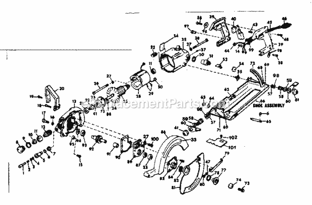 7-1/4 Inch Worm Drive Diagram and Parts List for 90027601  Craftsman Circular Saw
