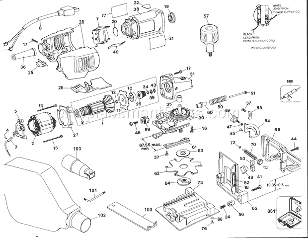 Housing Assy Diagram and Parts List for 900277303  Craftsman Planer Jointer
