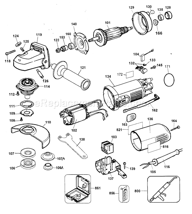 Housing Assy Diagram and Parts List for 900277422  Craftsman Angle Grinder
