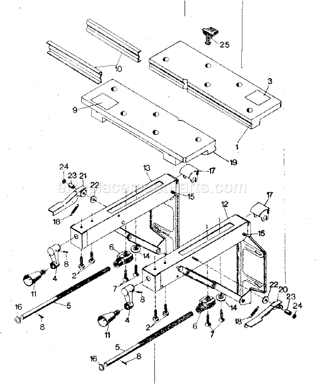 Unit Parts Diagram and Parts List for 900288950  Craftsman Workbench