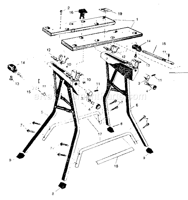 Unit Parts Diagram and Parts List for 900288980  Craftsman Workbench