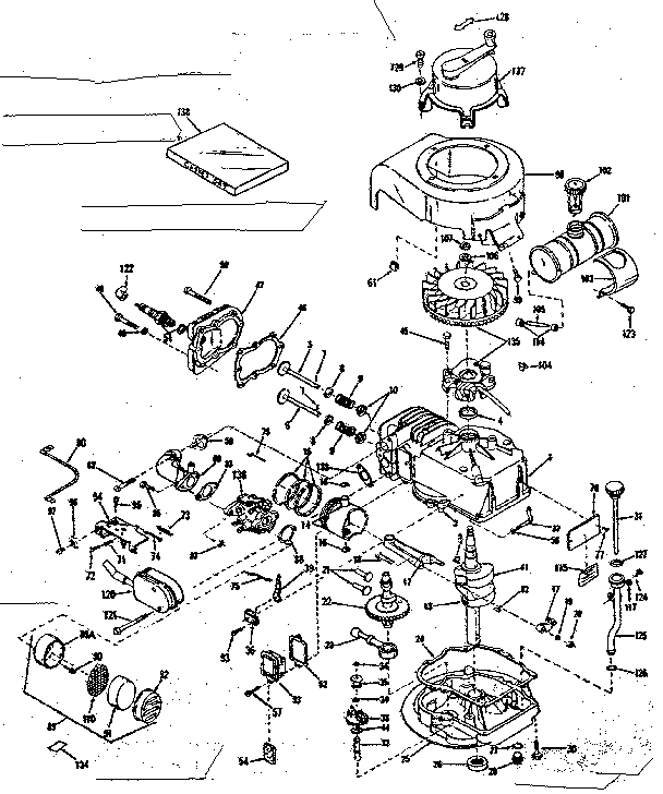 Basic Engine Diagram and Parts List for 143134032  Craftsman Engine