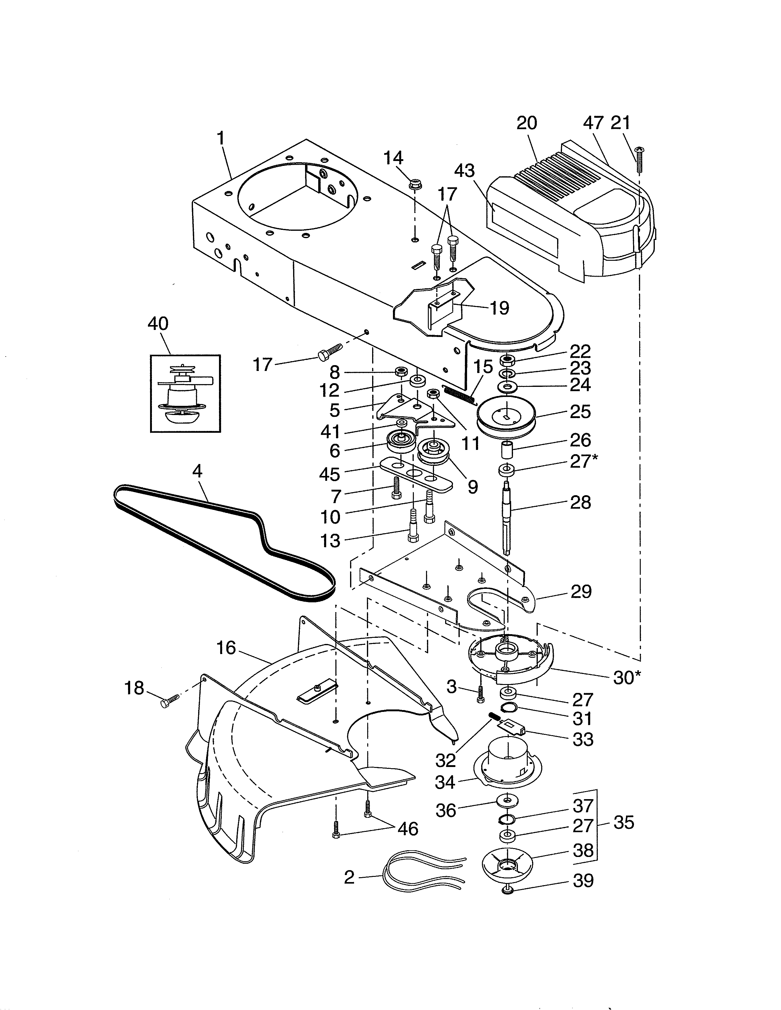 Chassis/deflector Diagram and Parts List for 917776741  Craftsman Trimmer