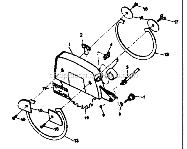Guard Assembly Diagram and Parts List for 90123180  Craftsman Chop Saw