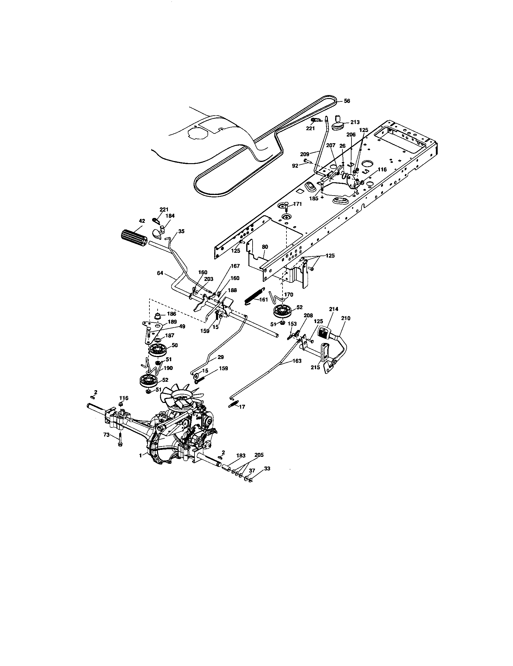 Ground Drive Diagram and Parts List for 917276680  Craftsman Lawn Tractor