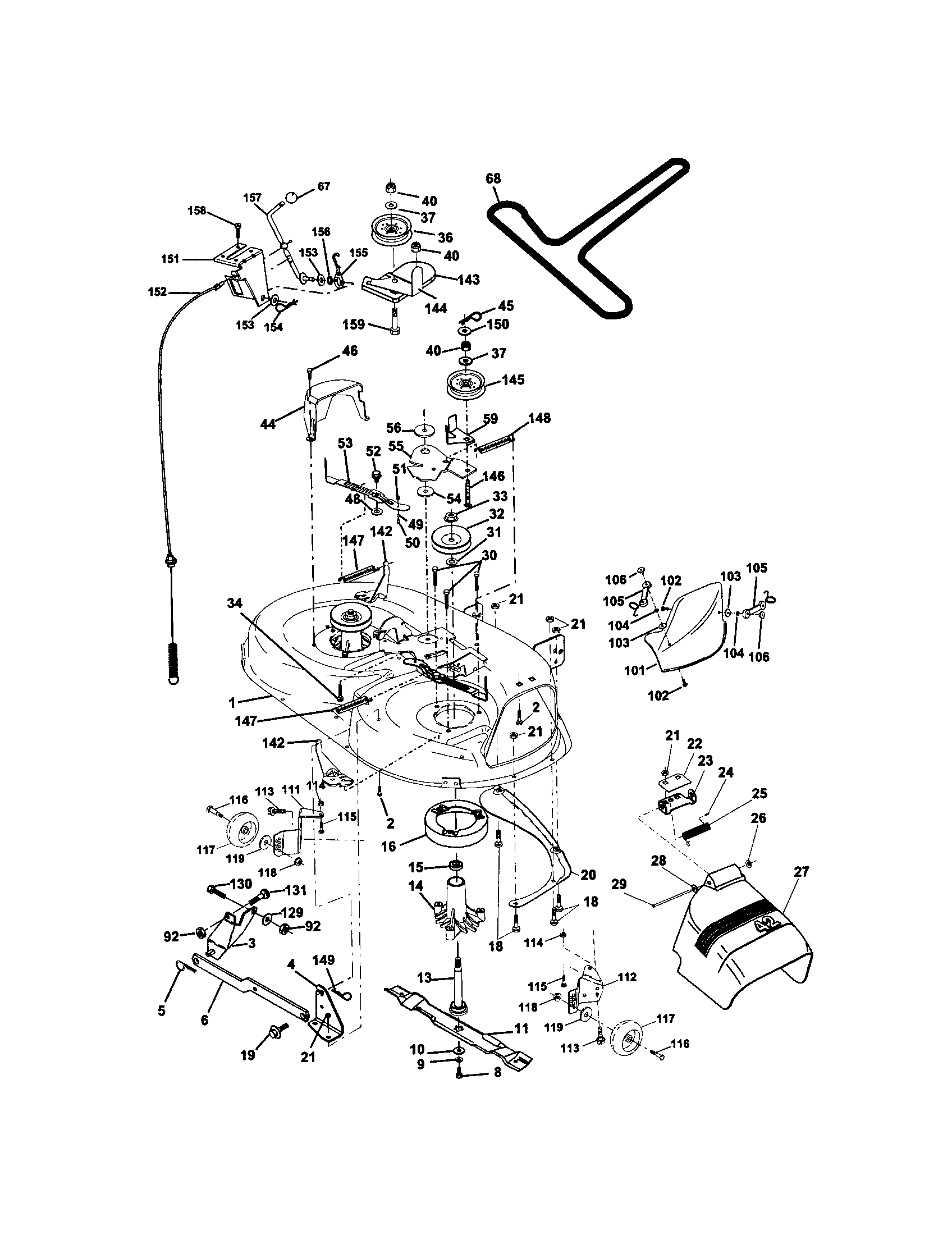 Mower Deck Diagram and Parts List for 917272432  Craftsman Lawn Tractor