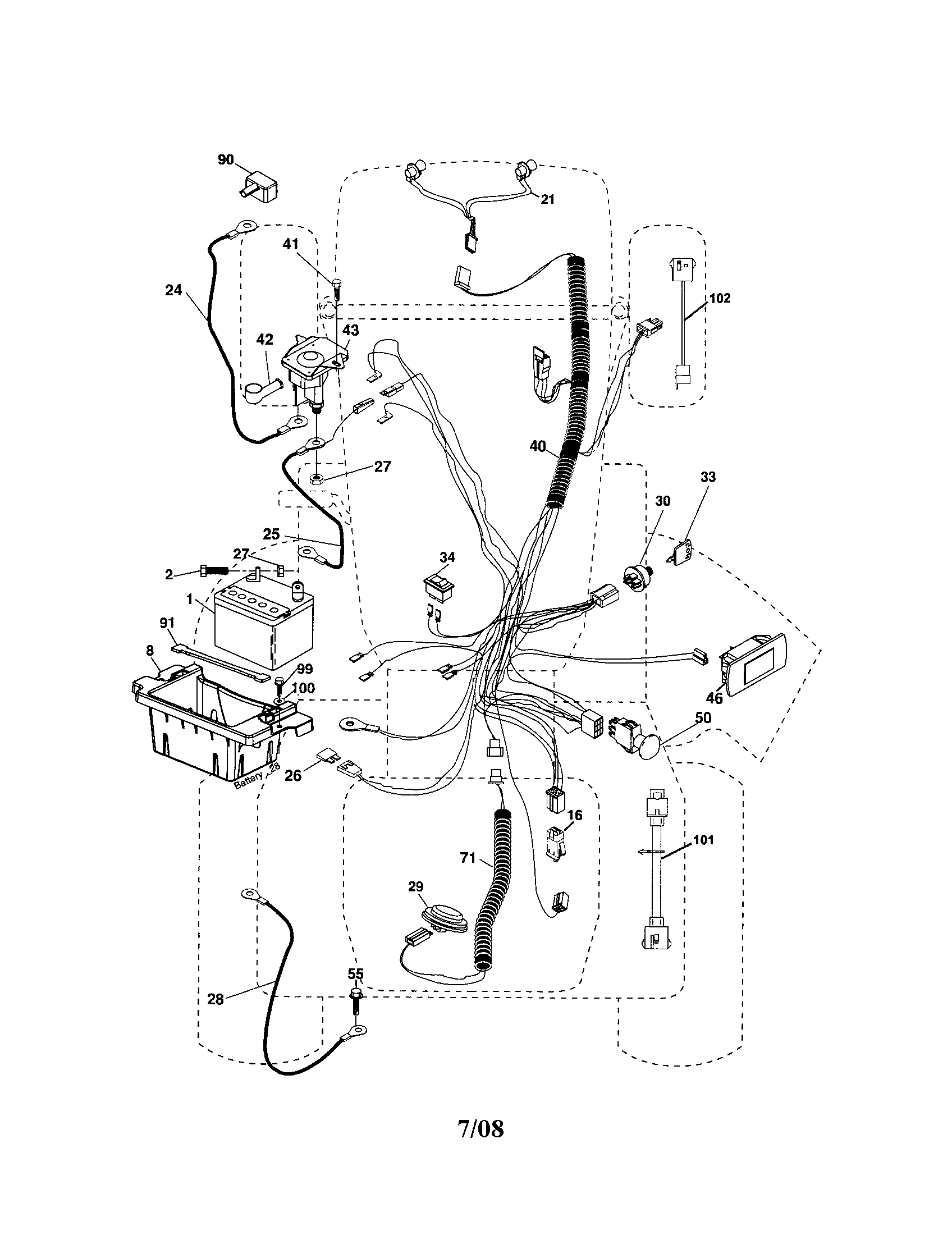 Electrical Diagram and Parts List for 917287301  Craftsman Lawn Tractor