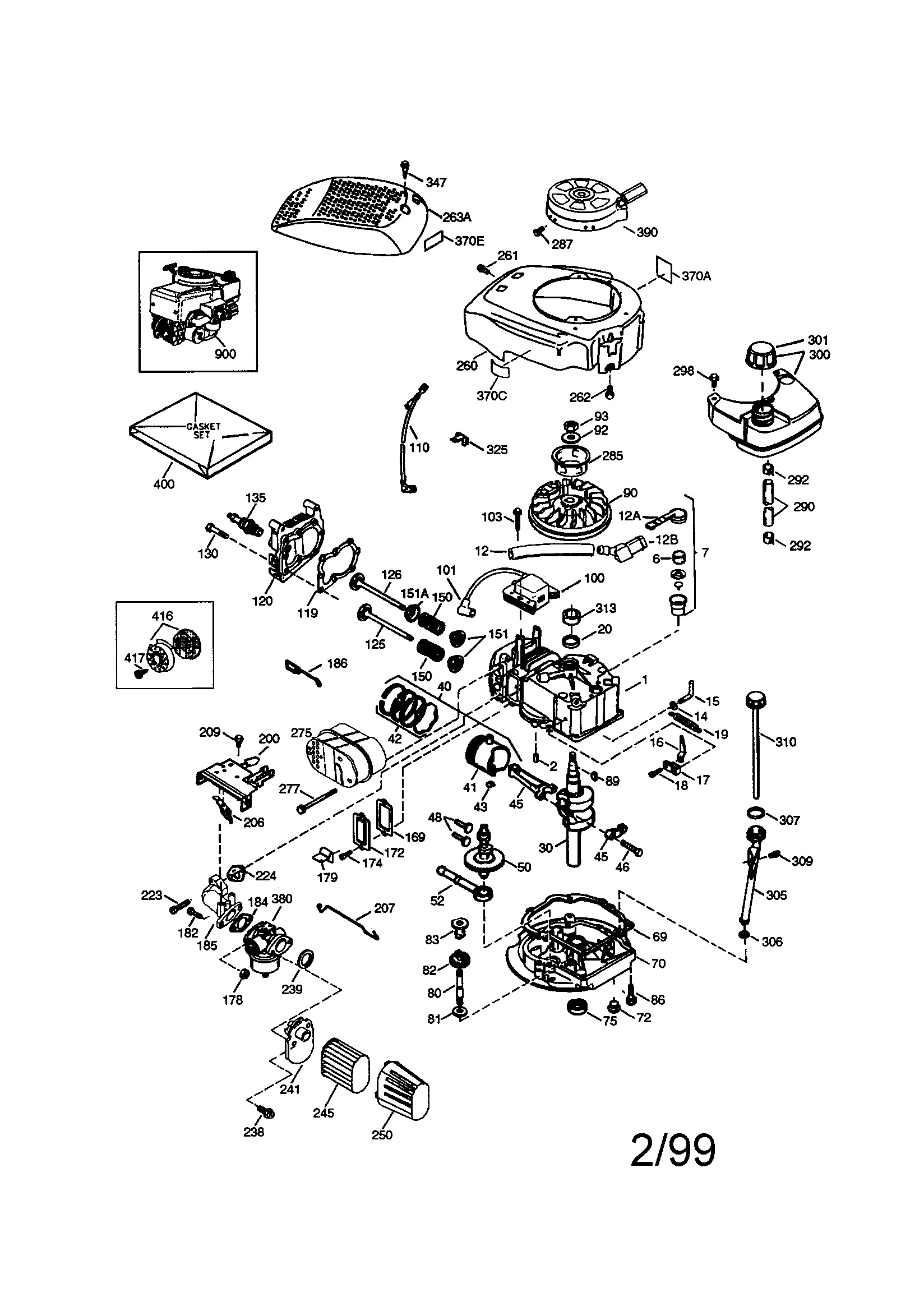 Craftsman 4-cycle Engine Diagram and Parts List for 143996516  Craftsman Engine