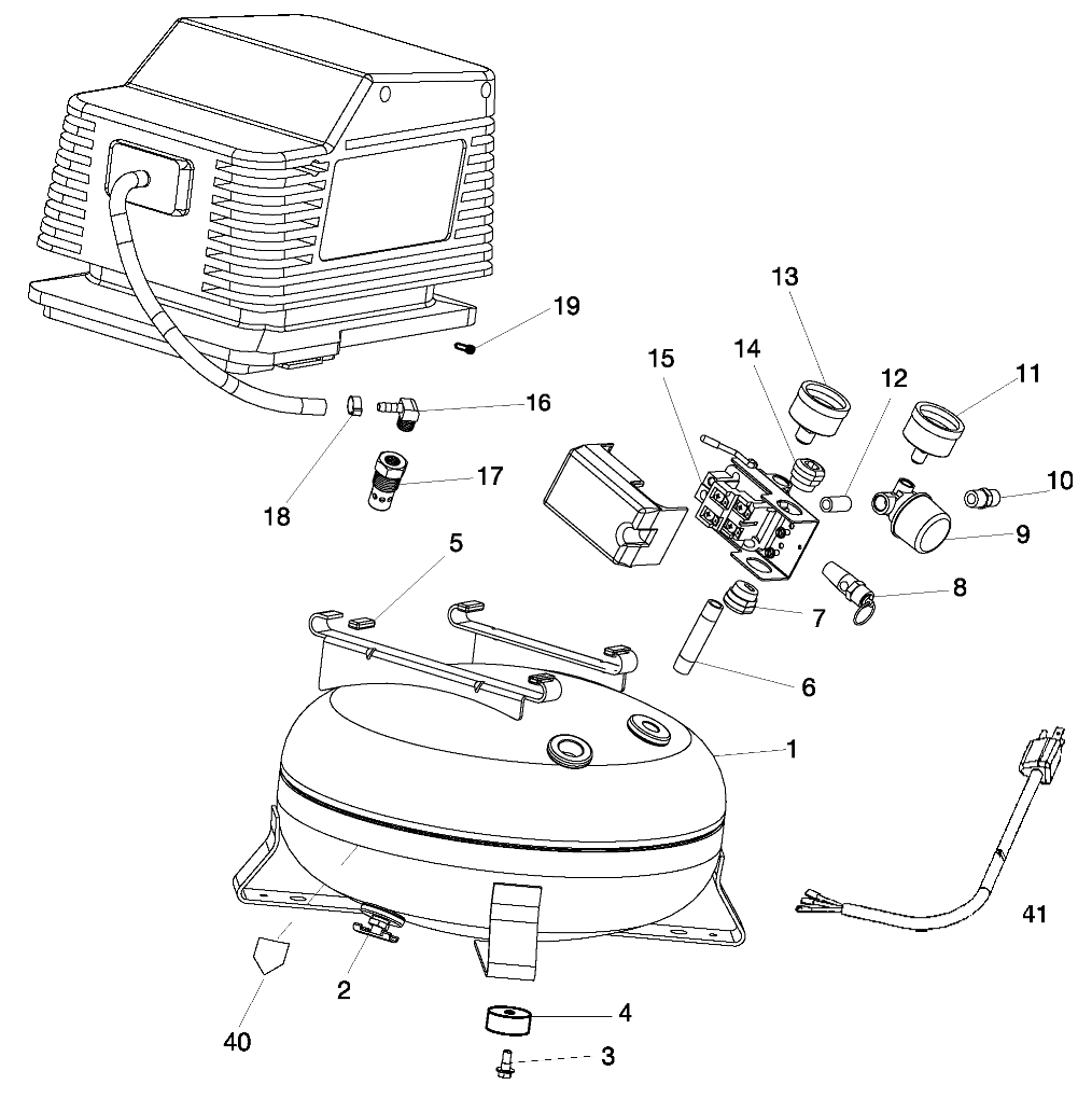 Default Diagram and Parts List for 919-72757 Type 0 Craftsman Compressor