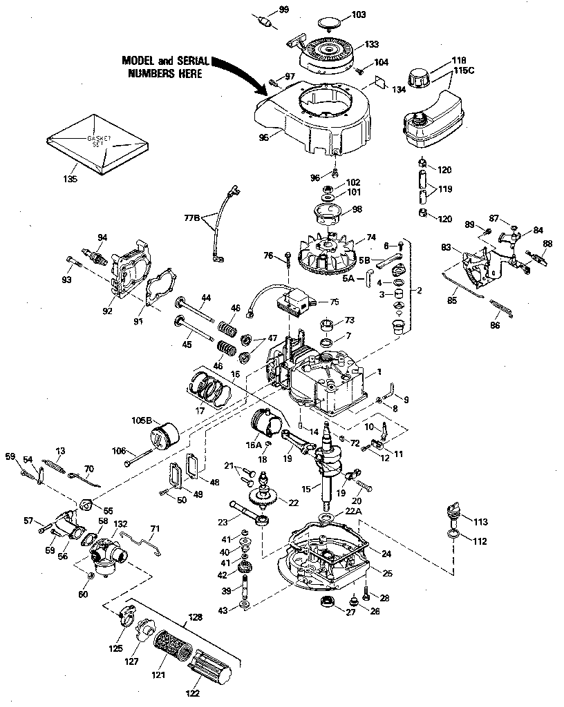 Replacement Parts Diagram and Parts List for 143394152  Craftsman Engine