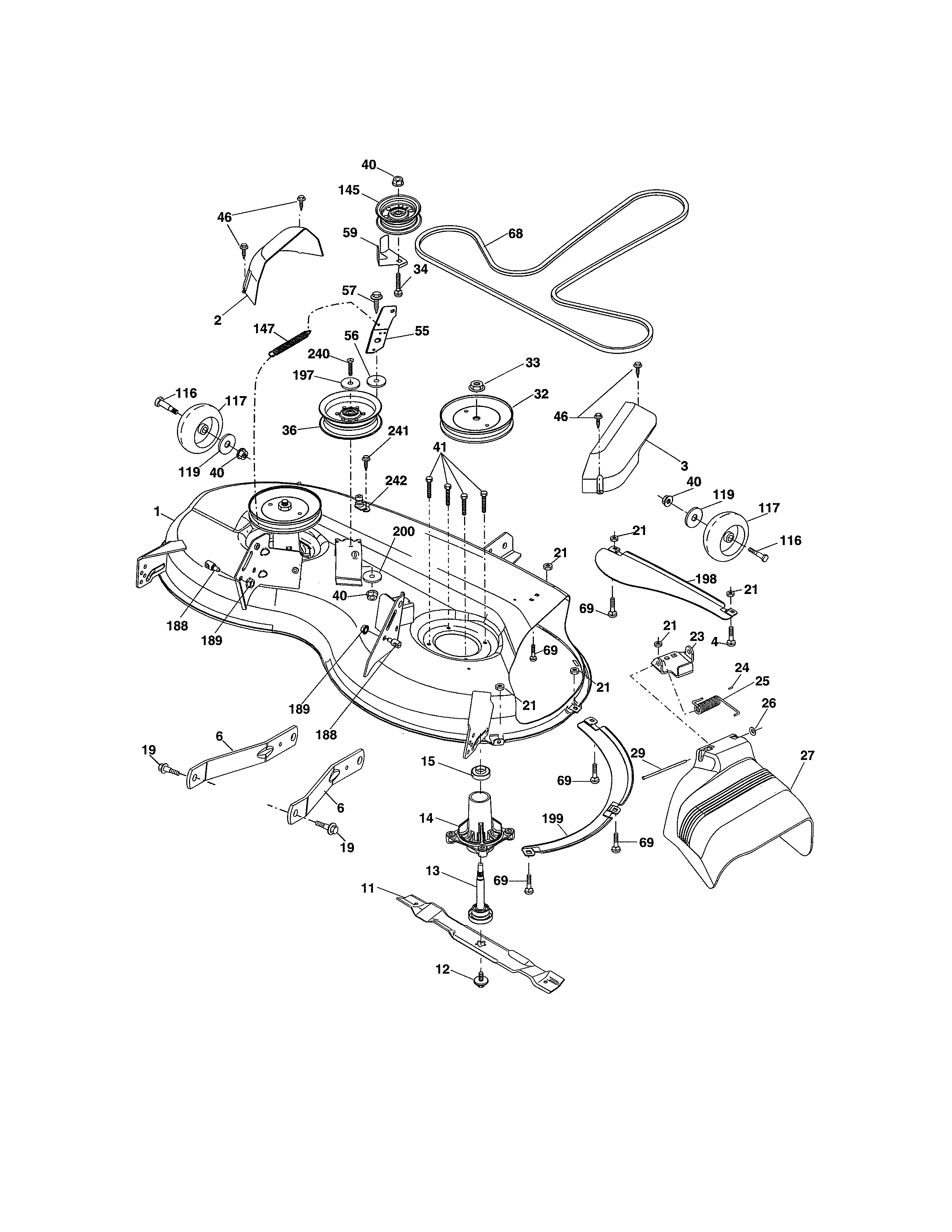 Mower Deck Diagram and Parts List for 917988270  Craftsman Lawn Tractor