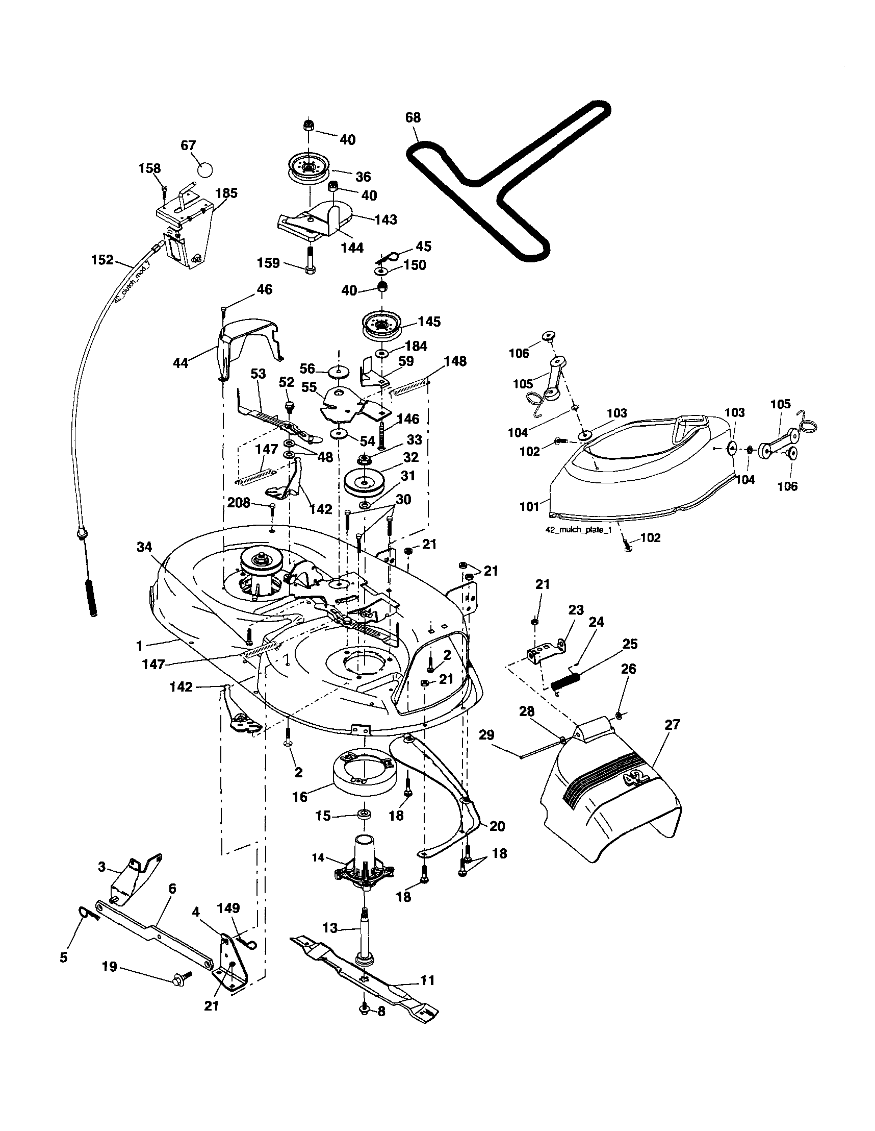 Mower Deck Diagram and Parts List for 917256720  Craftsman Lawn Tractor