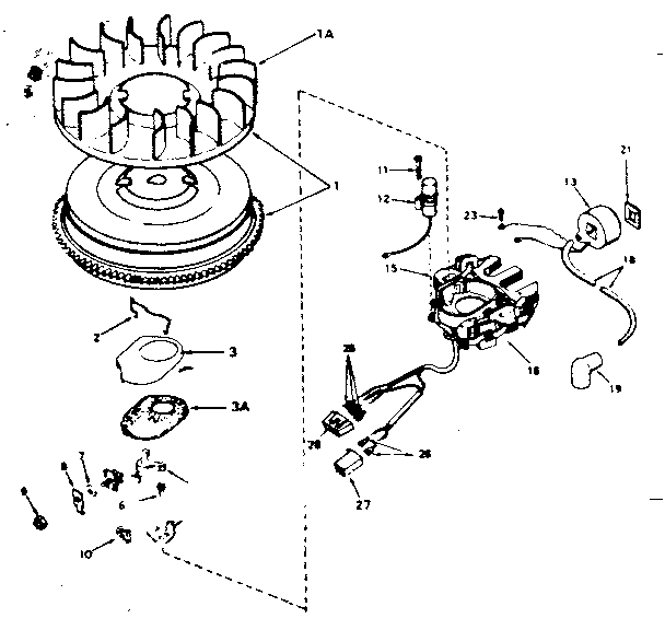 Alternator Magneto Diagram and Parts List for 143276482  Craftsman Engine