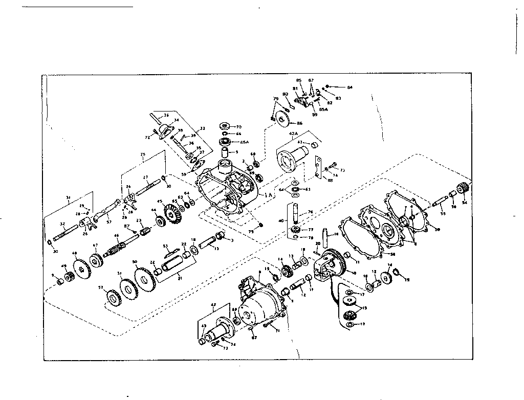 Transaxle Diagram and Parts List for 53681360  Craftsman Lawn Mower