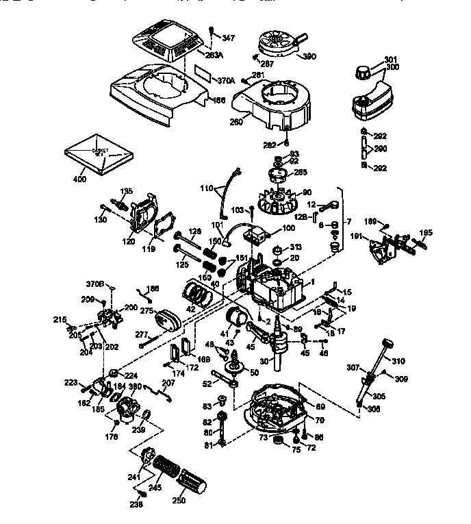 4-cycle Engine Diagram and Parts List for 143955300  Craftsman Engine