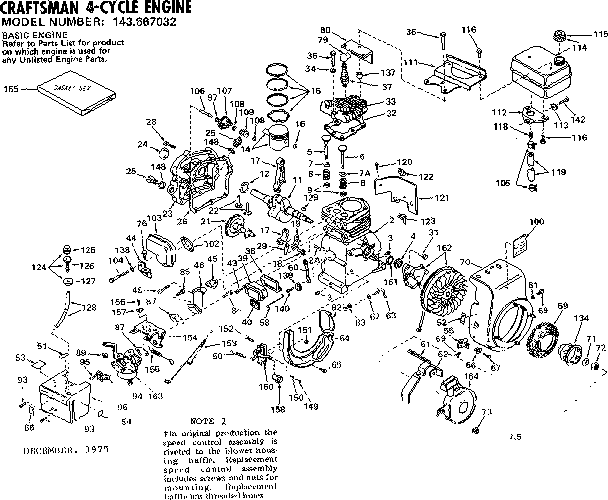 Engine Diagram and Parts List for 143667032  Craftsman Engine