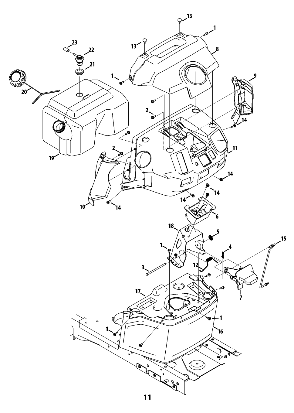 PG 11-DASH Diagram and Parts List for 247204470 Type 0 Craftsman Lawn Mower