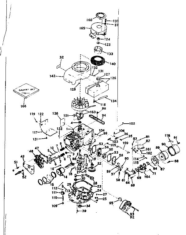 Basic Engine Diagram and Parts List for 143175022  Craftsman Engine