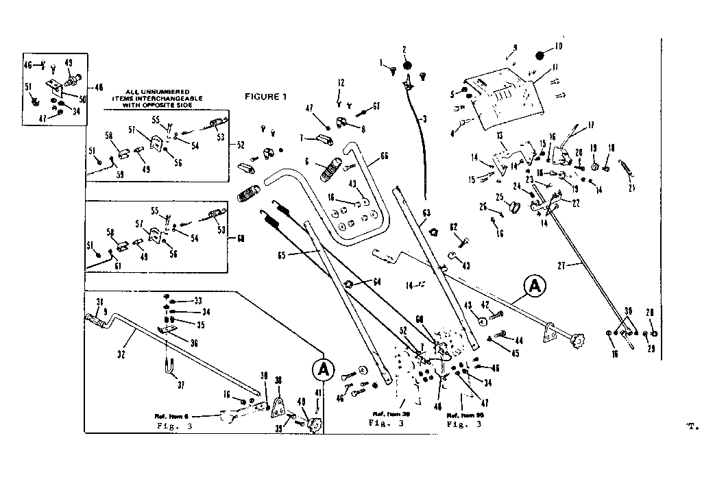 Handle Assembly Diagram and Parts List for 53621800  Craftsman Snow Blower