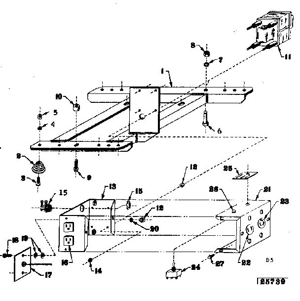 Mounting Base Diagram and Parts List for 58031831  Craftsman Engine