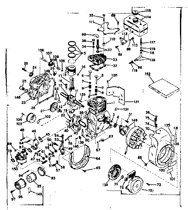 Basic Engine Diagram and Parts List for 143544022  Craftsman Engine