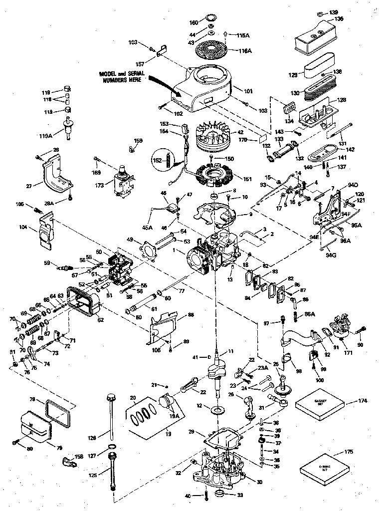 Replacement Parts Diagram and Parts List for 143406012  Craftsman Engine
