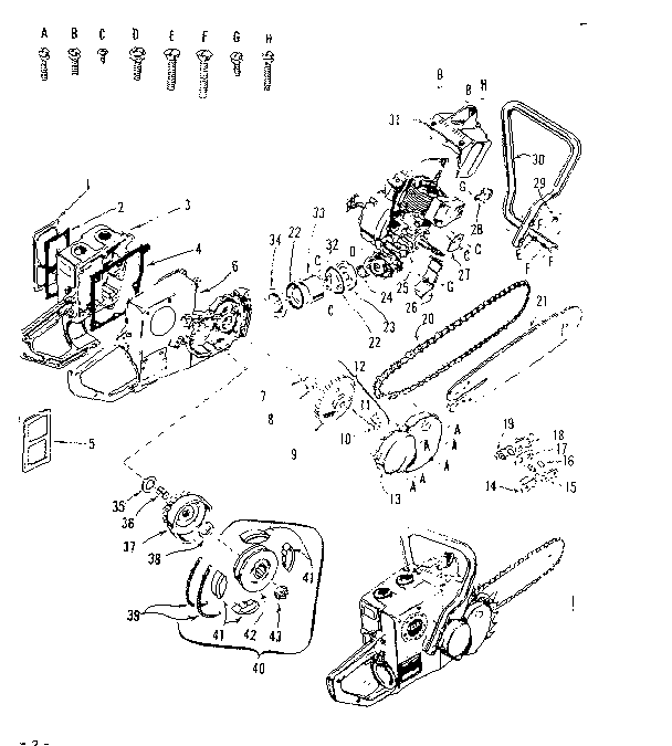 Engine/ Chain And Guide Bar Diagram and Parts List for 91761403  Craftsman Chainsaw