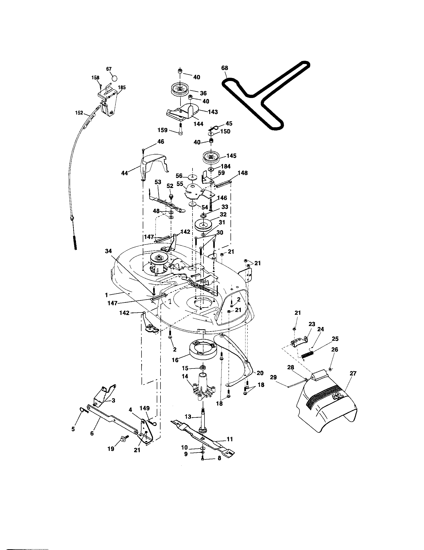 Mower Deck Diagram and Parts List for 917274352  Craftsman Lawn Tractor