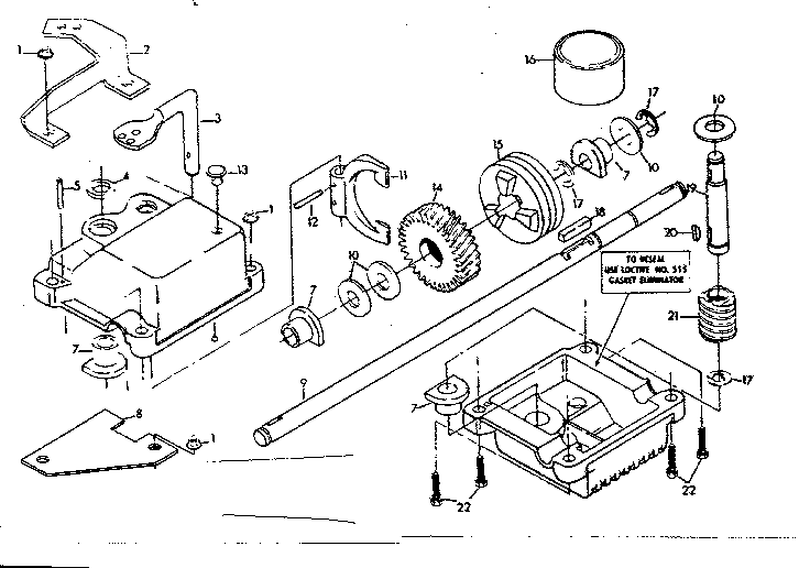 Gear Case Assembly Diagram and Parts List for 917372370  Craftsman Lawn Mower