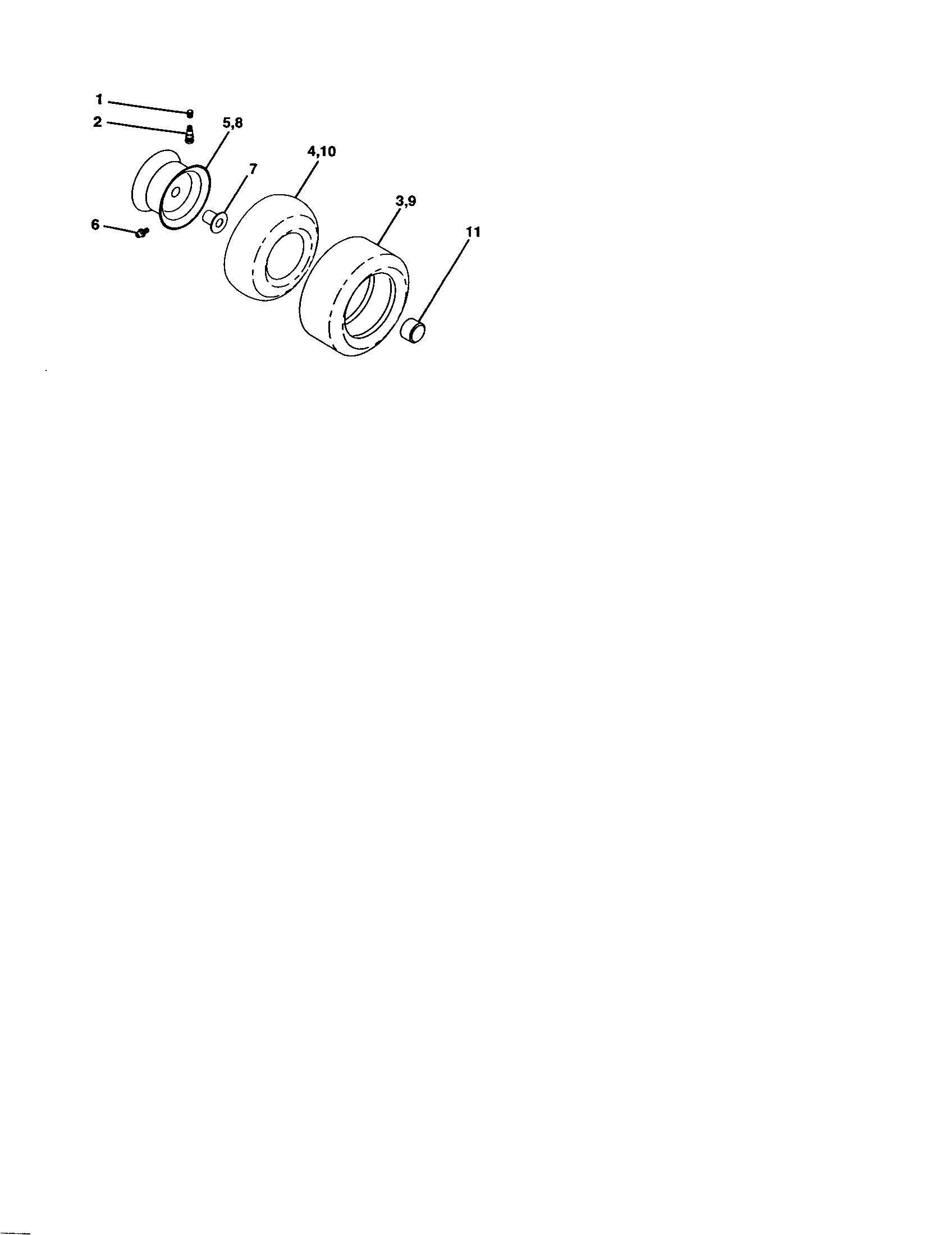 Wheels And Tires Diagram and Parts List for 917277010  Craftsman Lawn Tractor