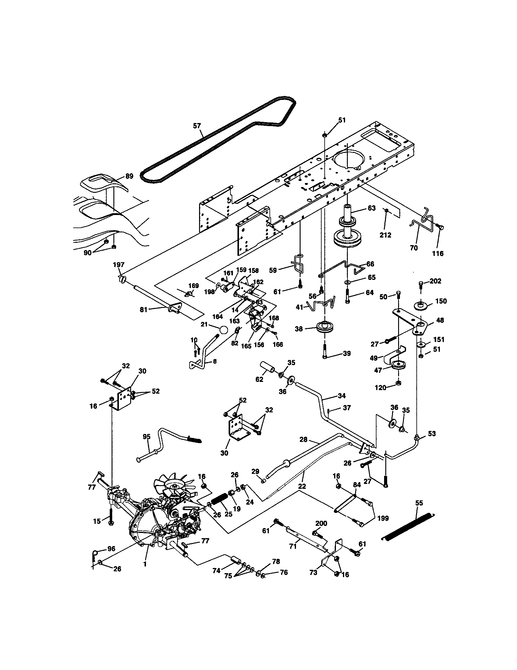 Ground Drive Diagram and Parts List for 917271645  Craftsman Lawn Tractor