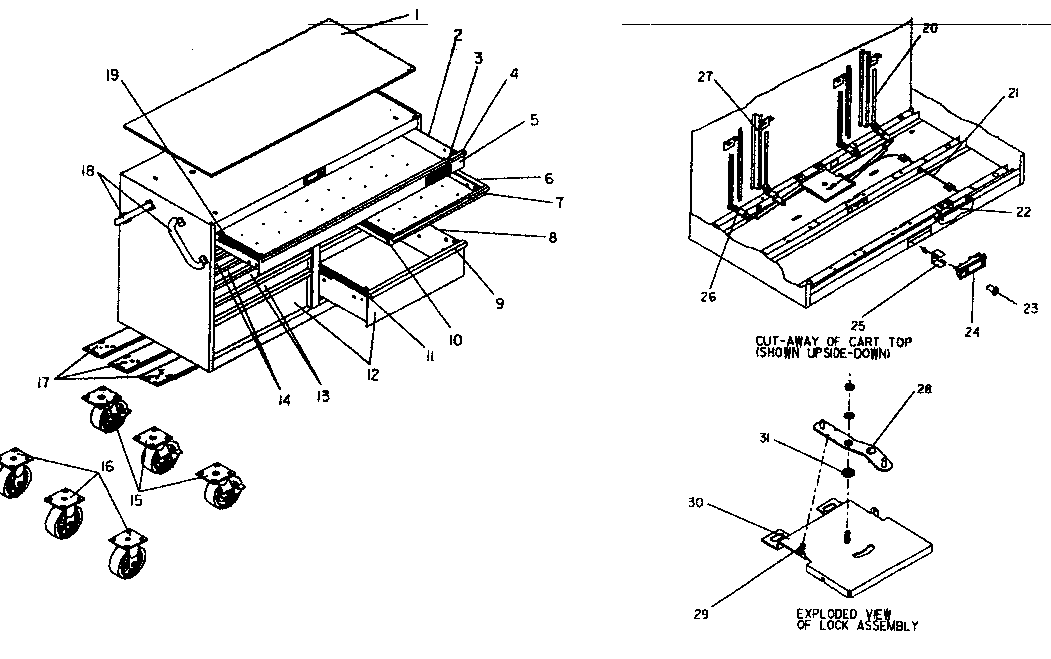 Tool Cart Diagram and Parts List for 706655541  Craftsman Tool Stand & Cart