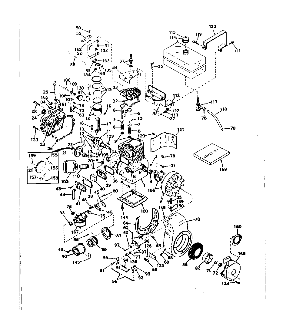 Basic Engine Diagram and Parts List for 143566182  Craftsman Engine