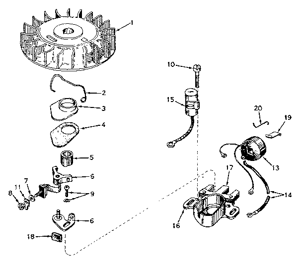 Magneto Diagram and Parts List for 200203172  Craftsman Engine