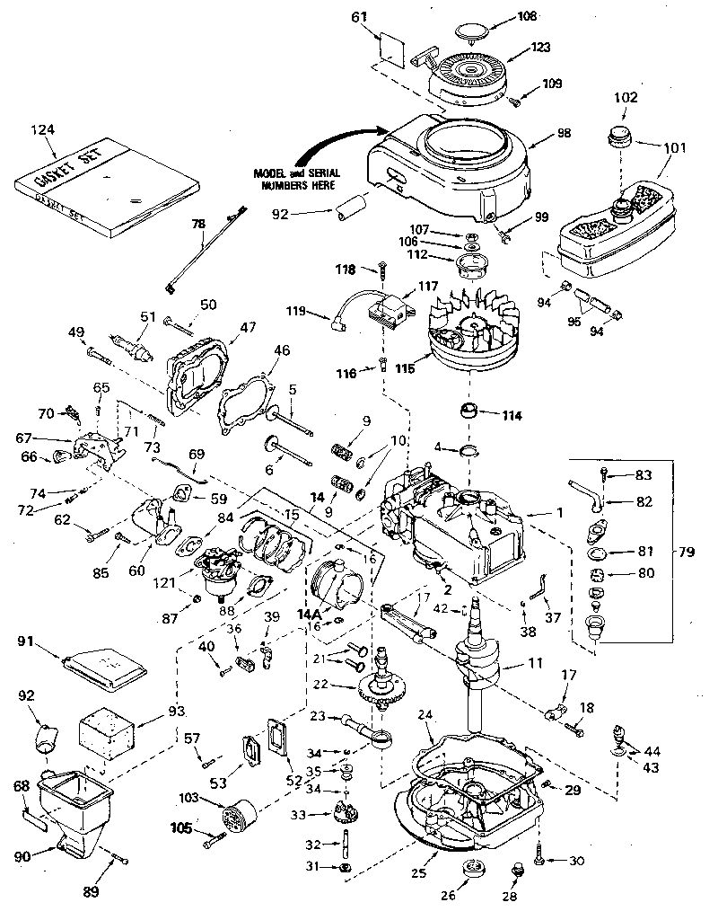 Replacement Parts Diagram and Parts List for 143394502  Craftsman Engine