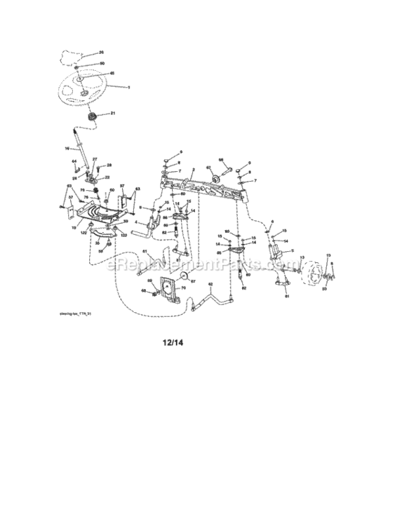 Page E Diagram and Parts List for 917203860  Craftsman Lawn Tractor