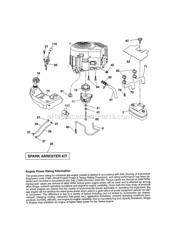Page D Diagram and Parts List for 917204010  Craftsman Lawn Tractor