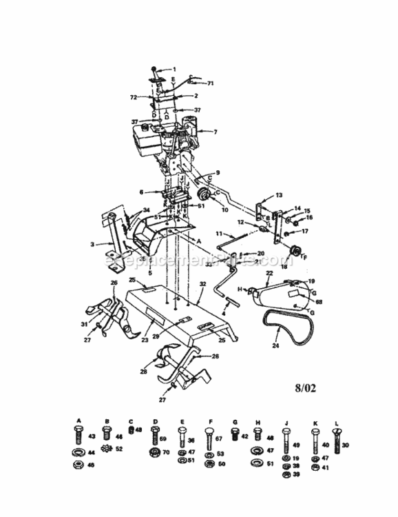 Page A Diagram and Parts List for 917242484  Craftsman Tiller