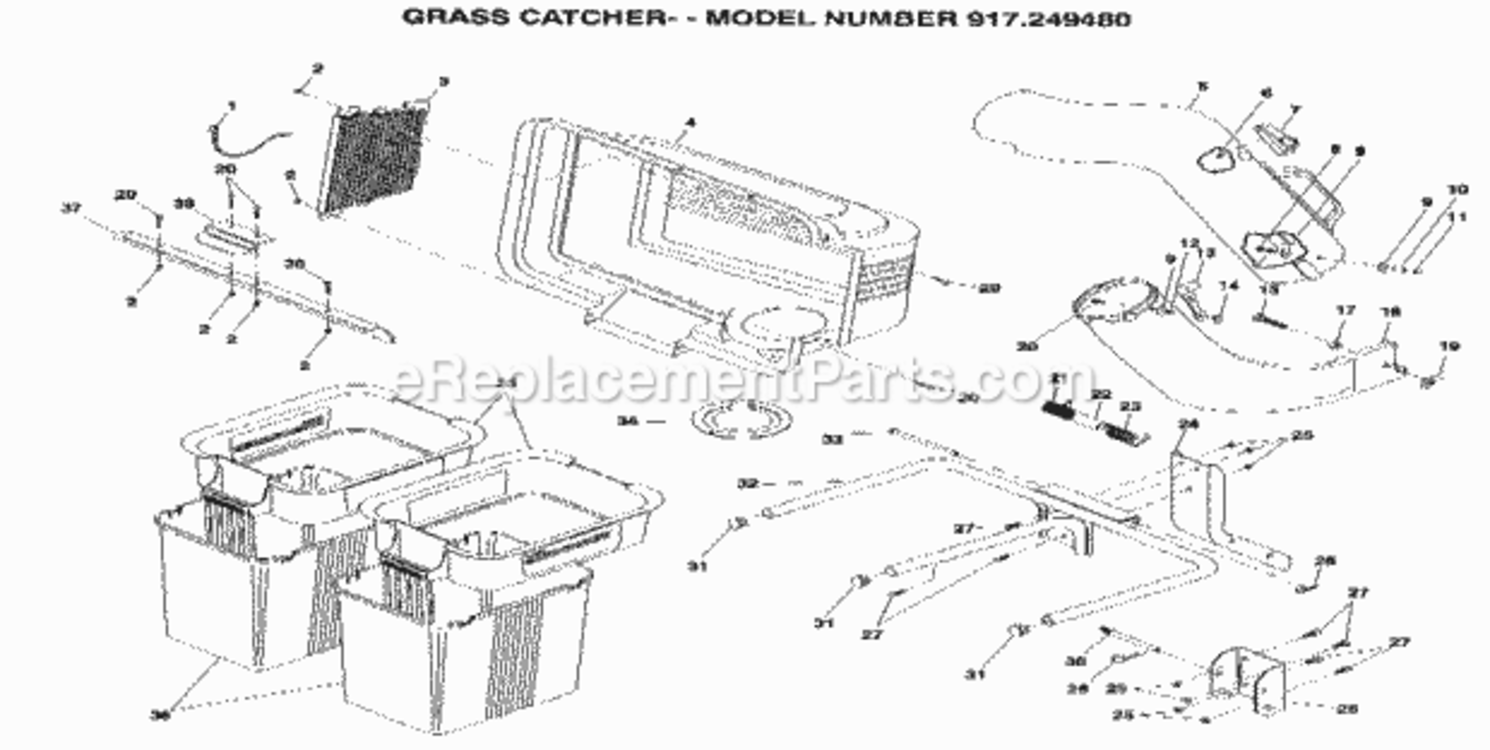Page A Diagram and Parts List for 917249480  Craftsman Lawn Tractor Accessories