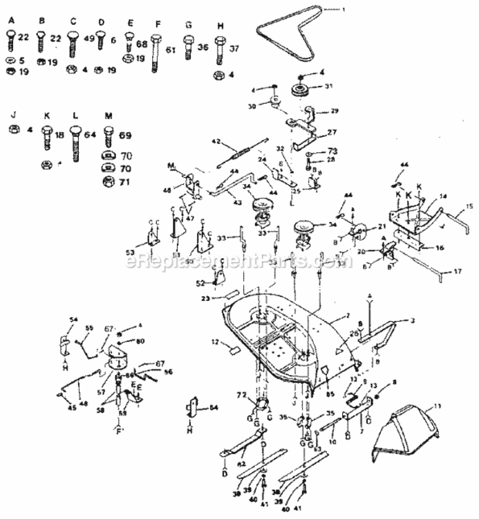 Page F Diagram and Parts List for 917250020  Craftsman Lawn Tractor