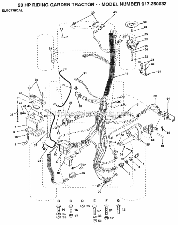 Page A Diagram and Parts List for 917250032  Craftsman Lawn Tractor