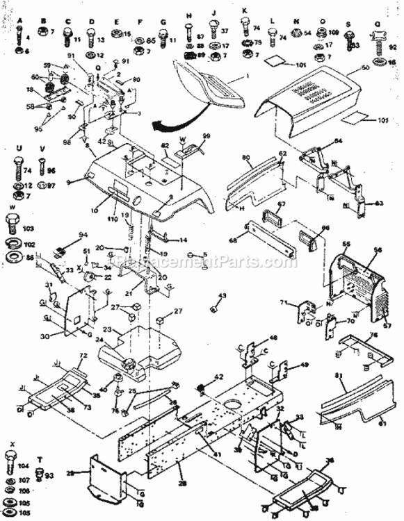 Page B Diagram and Parts List for 917250040  Craftsman Lawn Tractor