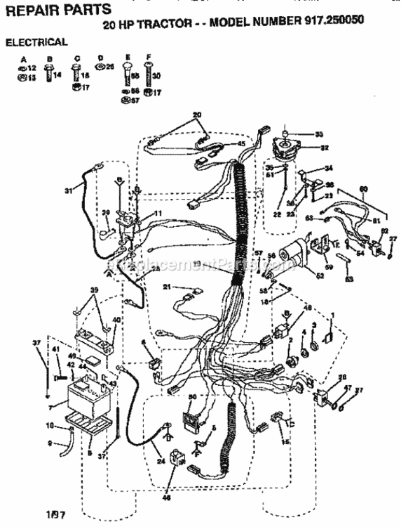 Page A Diagram and Parts List for 917250050  Craftsman Lawn Tractor