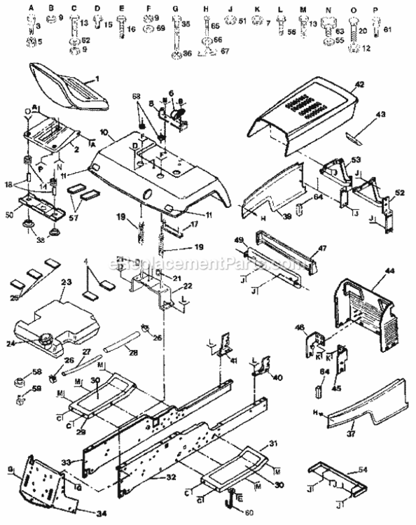 Page C Diagram and Parts List for 917250051  Craftsman Lawn Tractor