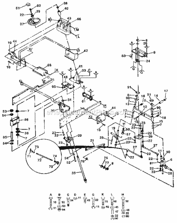 Page E Diagram and Parts List for 917250051  Craftsman Lawn Tractor